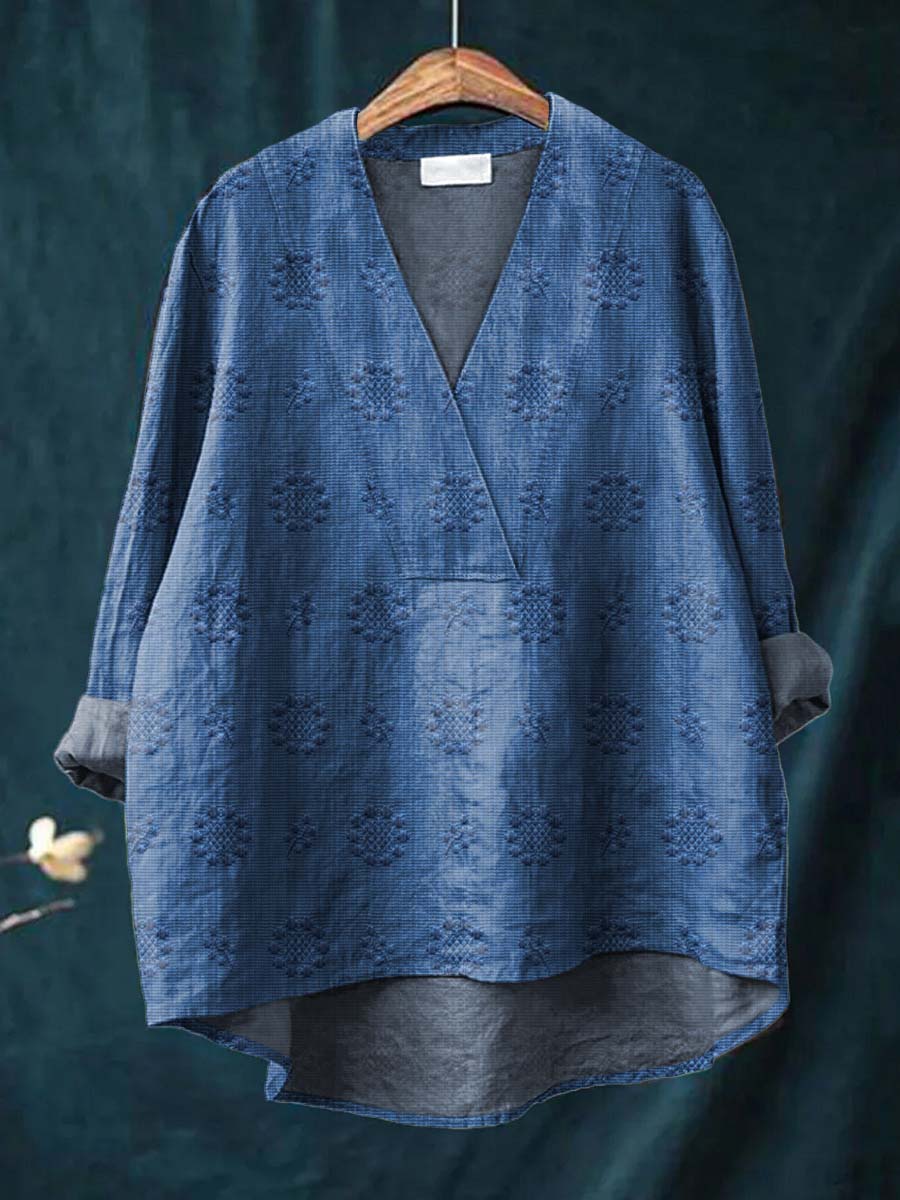 Isla - Textured V-Neck Blouse
