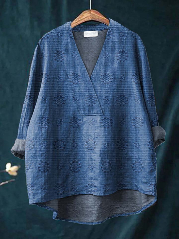 Isla - Textured V-Neck Blouse