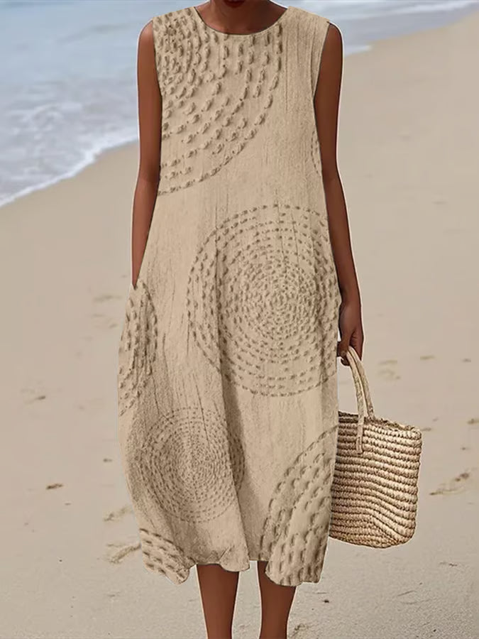 Sophia - Embroidered Sleeveless Midi Dress