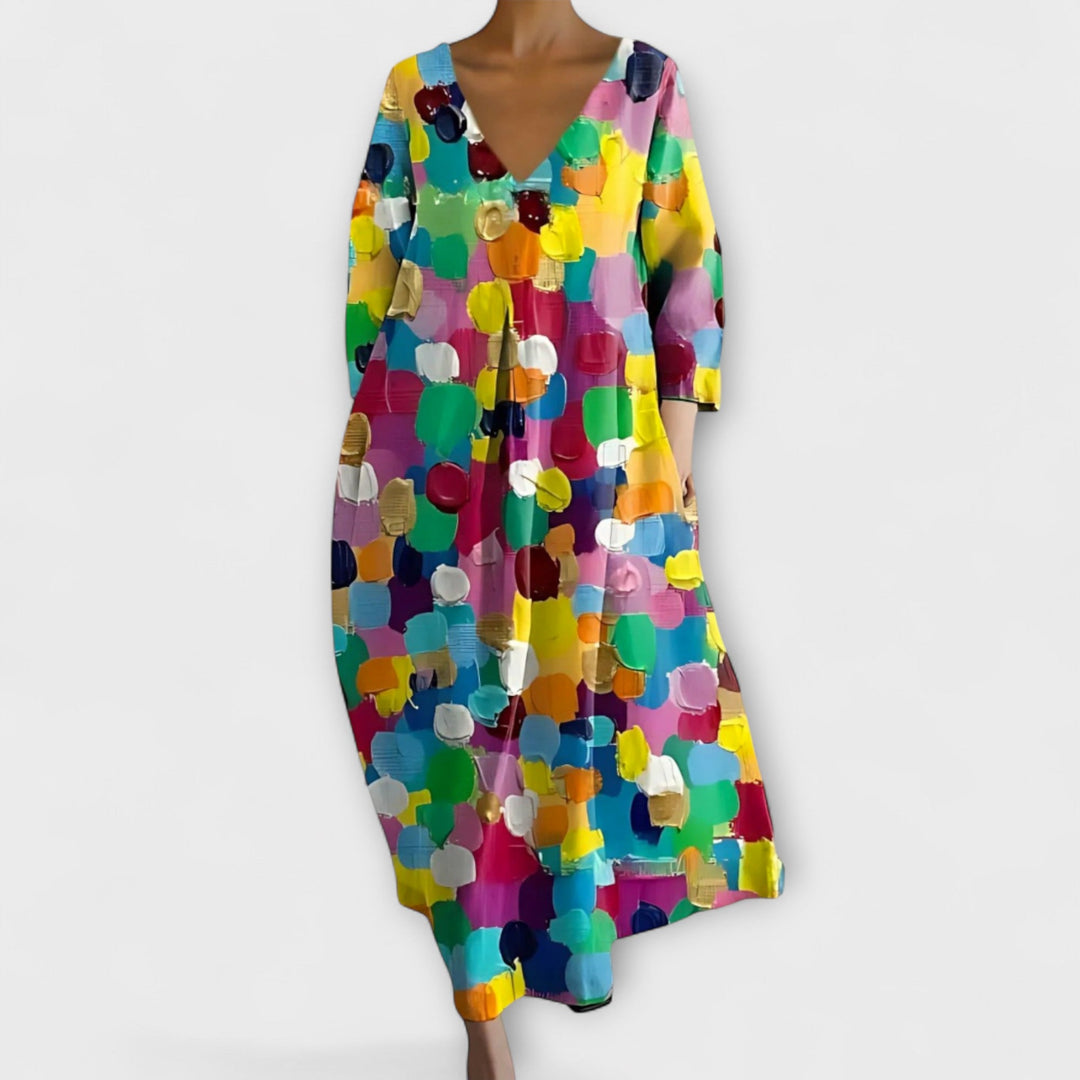 Fiona - Colorful V-Neck Maxi Dress