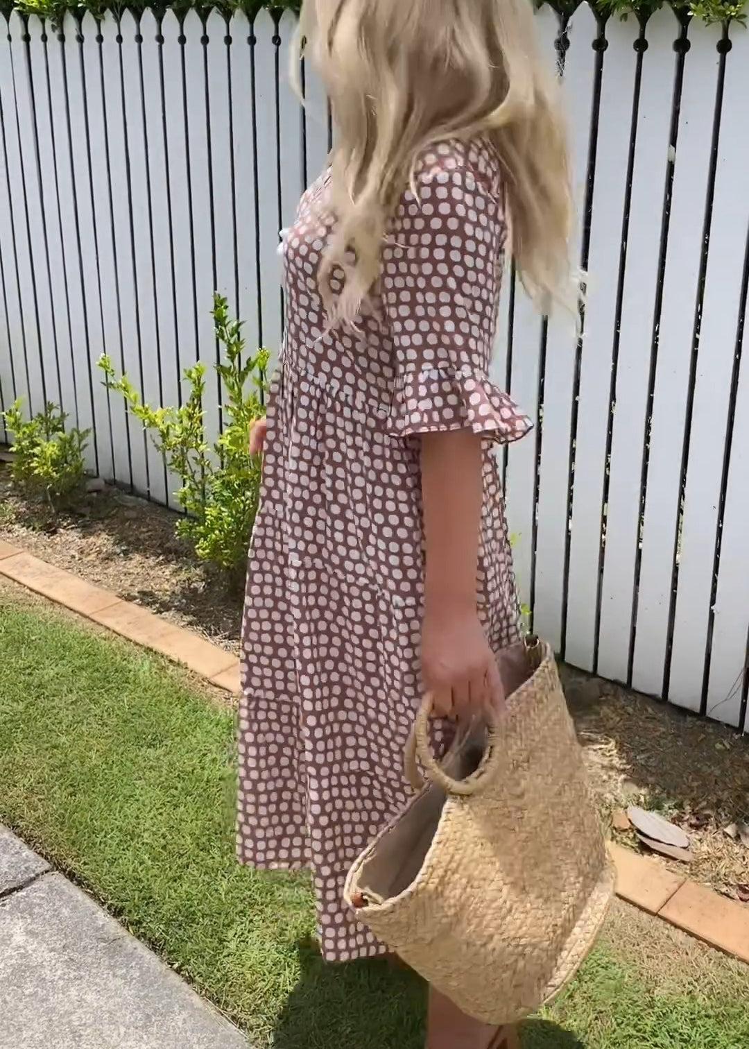 Grace - Sable Short-Sleeve Midi Dress