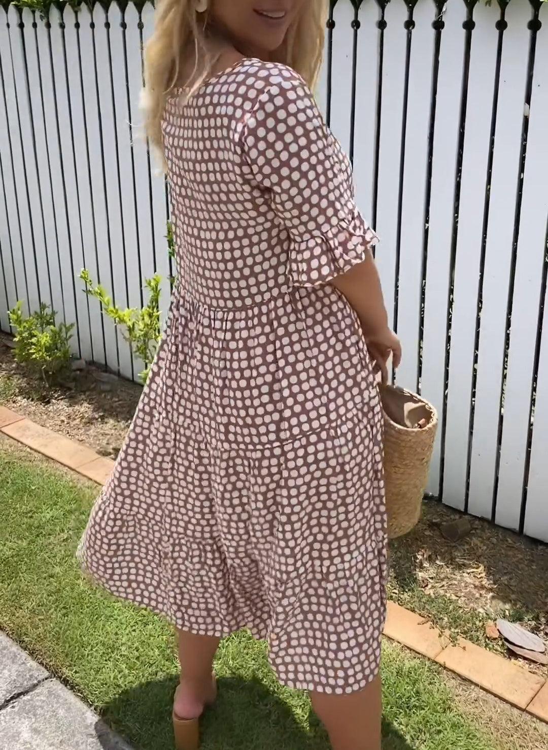 Grace - Sable Short-Sleeve Midi Dress