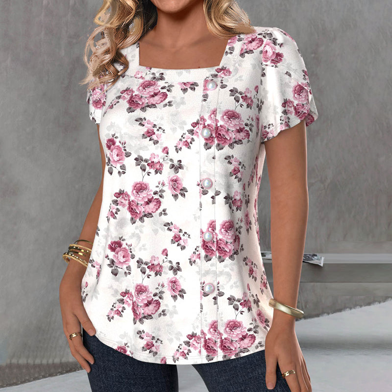 Nora - Floral Short-Sleeve Blouse