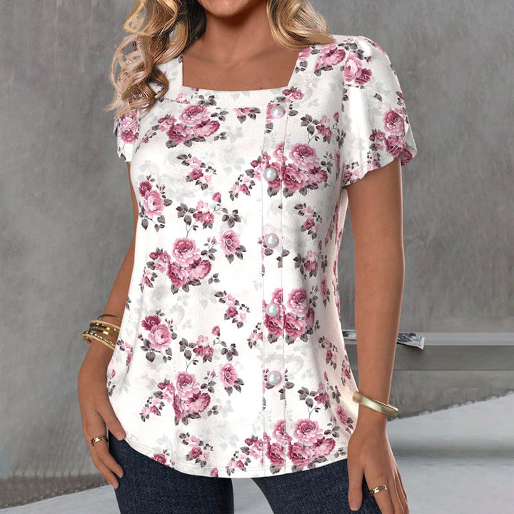 Nora - Floral Short-Sleeve Blouse
