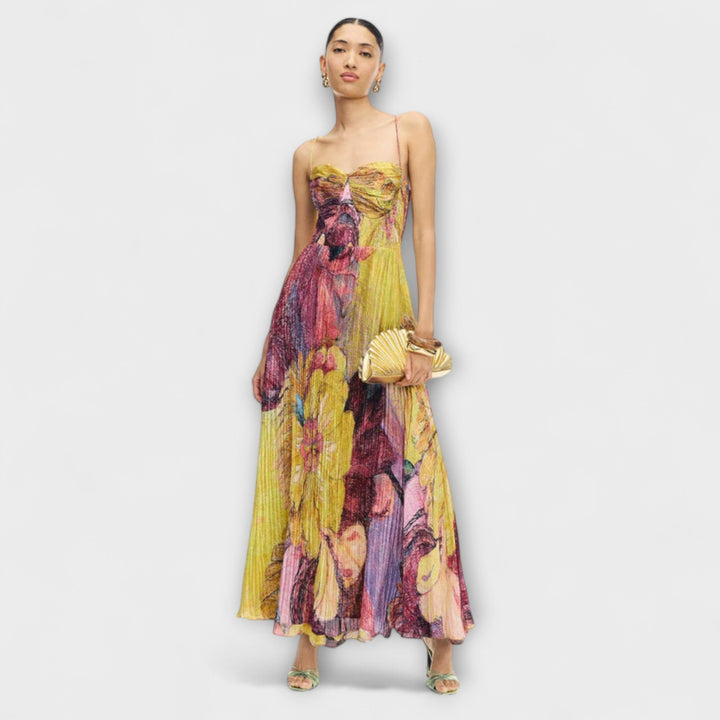 Sophia - Vibrant Ikat Print Maxi Dress
