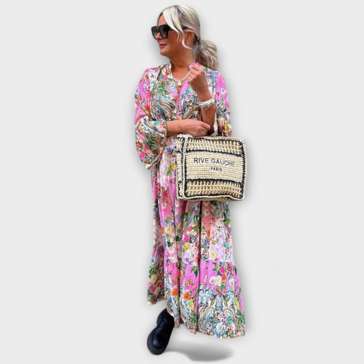 Isla - Soft Pink Floral Maxi Dress