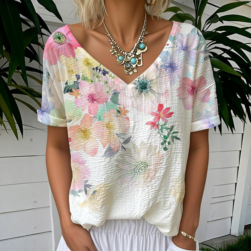 Sophie - V-Neck Short Sleeve Blouse