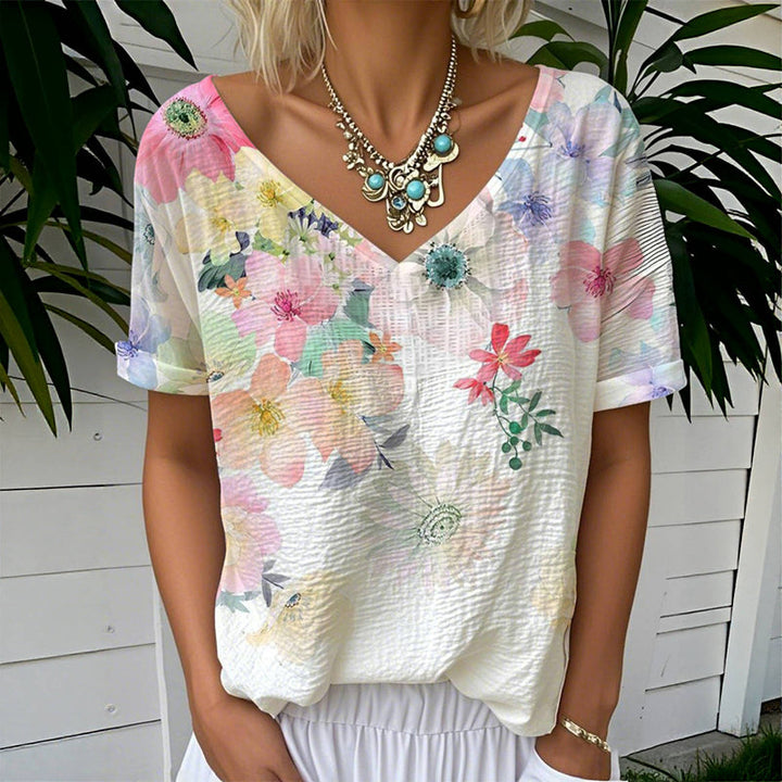 Sophie - V-Neck Short Sleeve Blouse