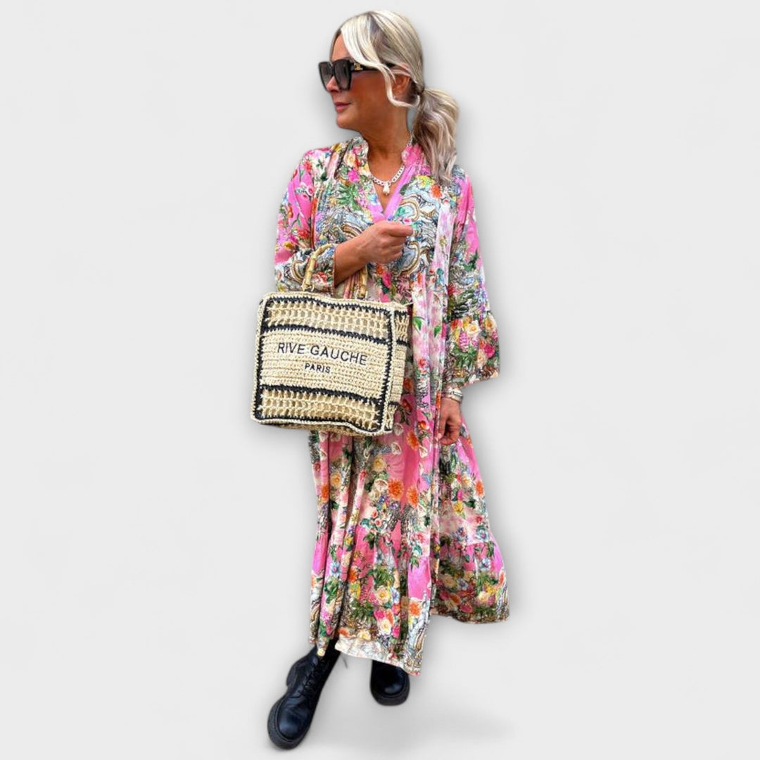 Isla - Soft Pink Floral Maxi Dress