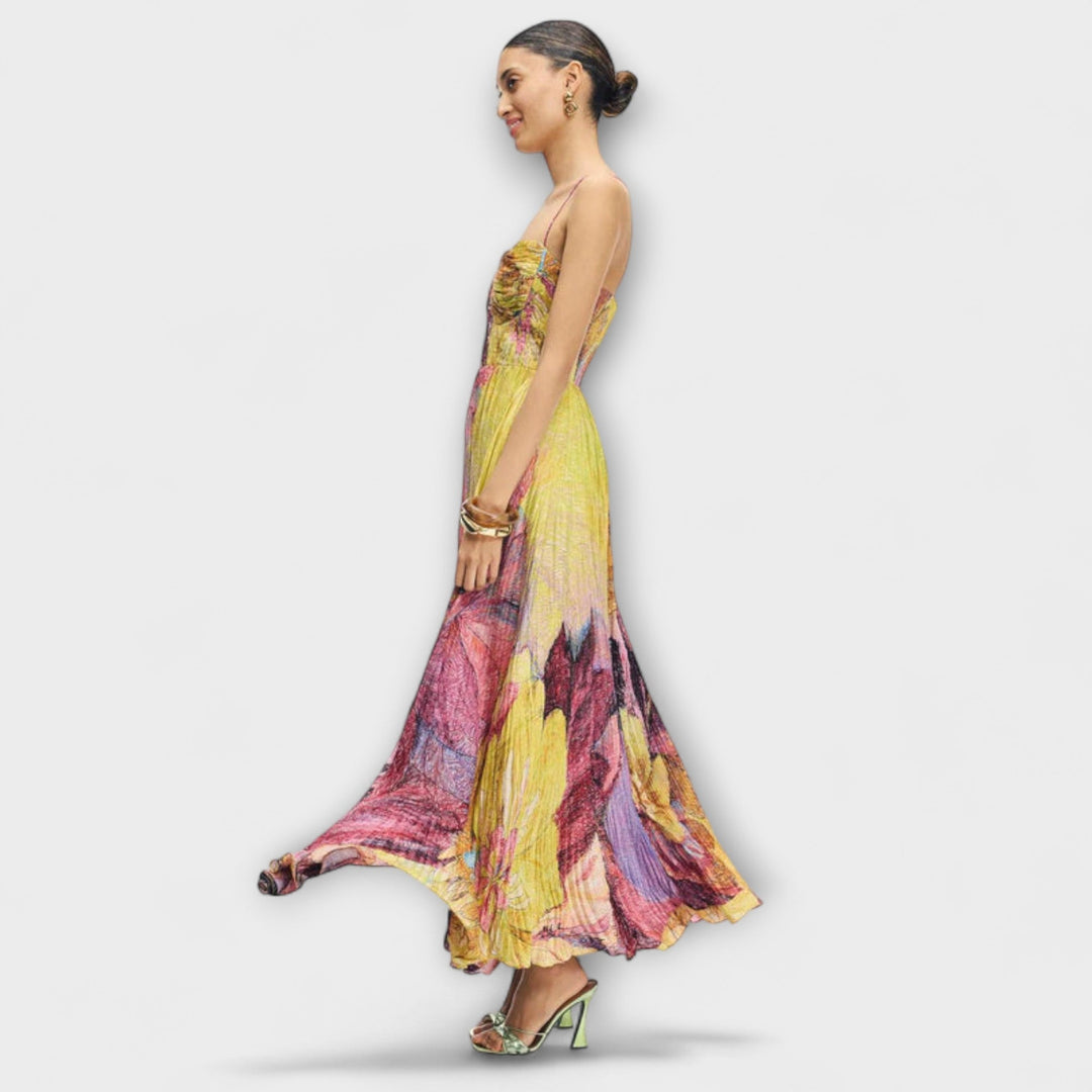 Sophia - Vibrant Ikat Print Maxi Dress