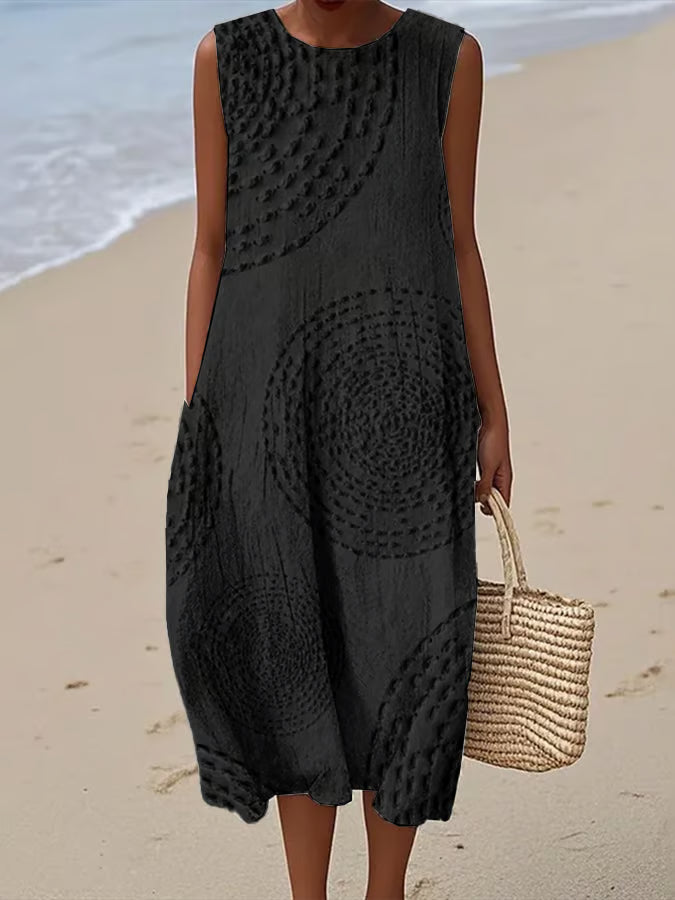 Sophia - Embroidered Sleeveless Midi Dress