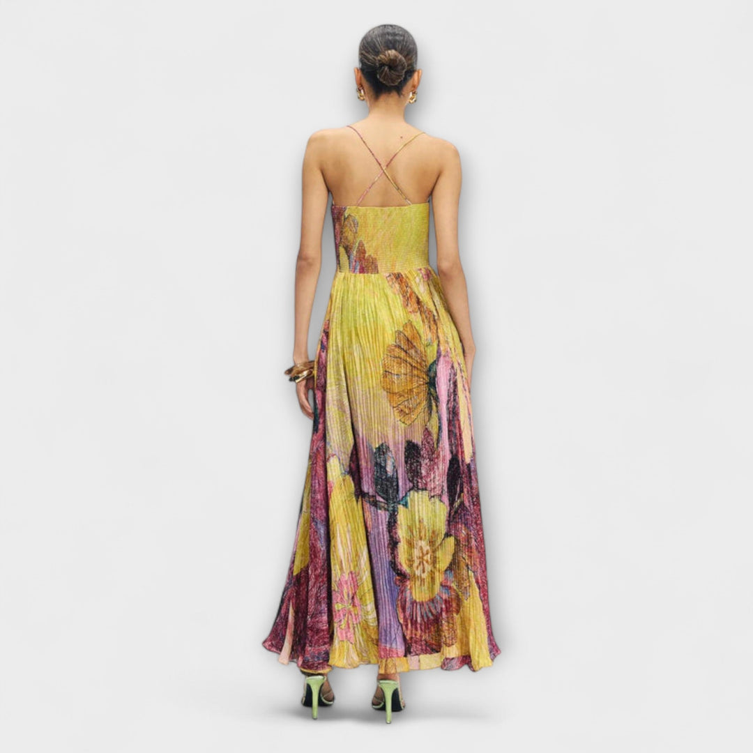 Sophia - Vibrant Ikat Print Maxi Dress