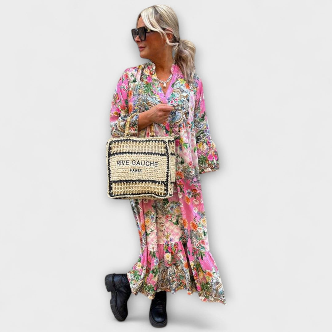 Isla - Soft Pink Floral Maxi Dress