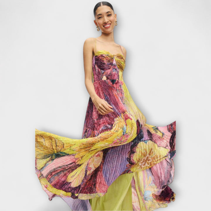 Sophia - Vibrant Ikat Print Maxi Dress