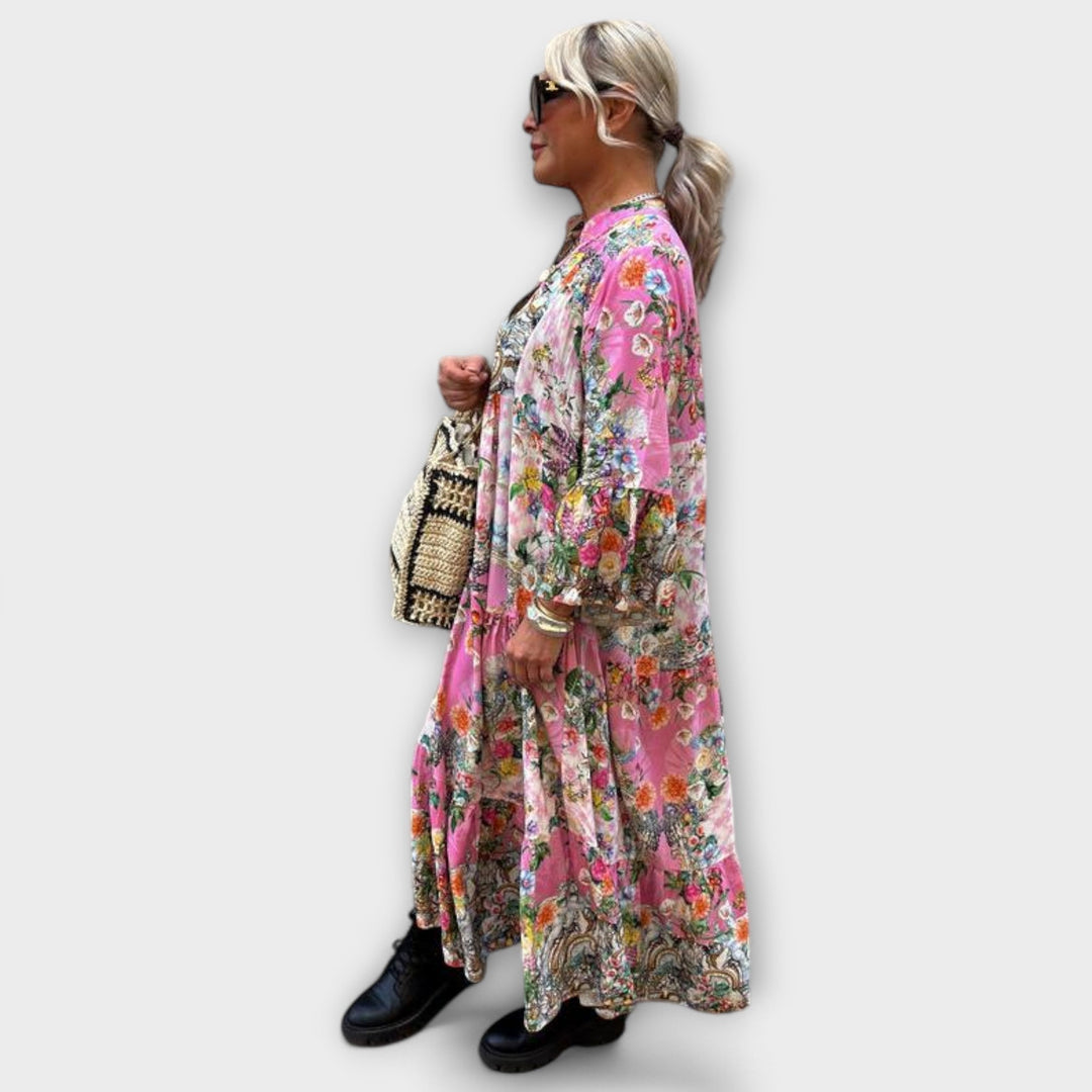 Isla - Soft Pink Floral Maxi Dress