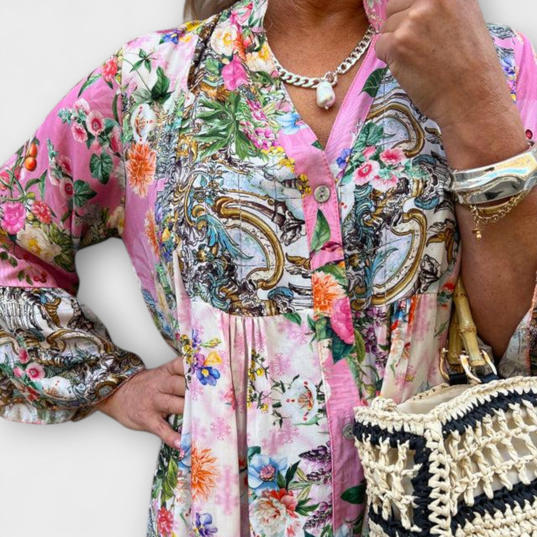 Isla - Soft Pink Floral Maxi Dress
