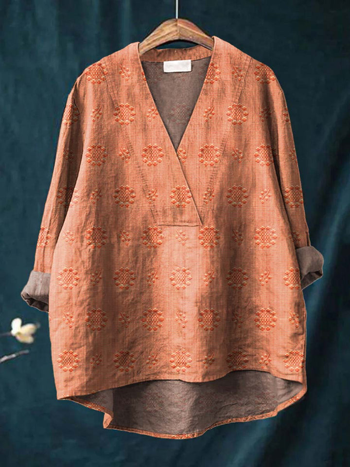 Isla - Textured V-Neck Blouse