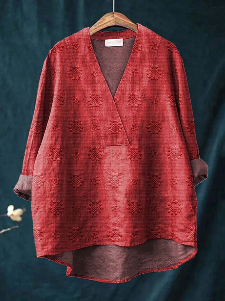 Isla - Textured V-Neck Blouse