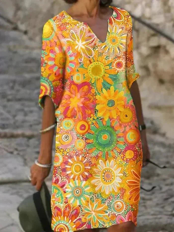 Nora - Vibrant Floral Midi Dress
