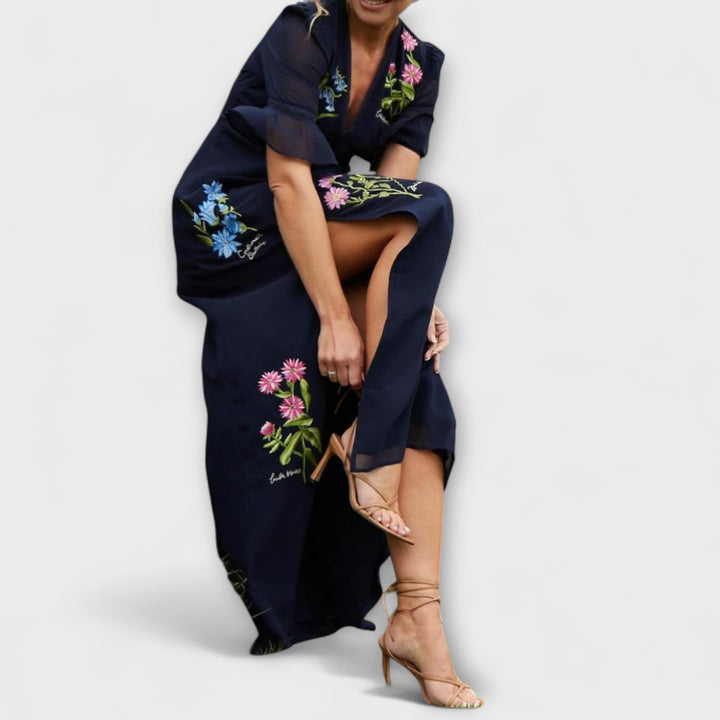 Nora - Navy Floral Maxi Dress