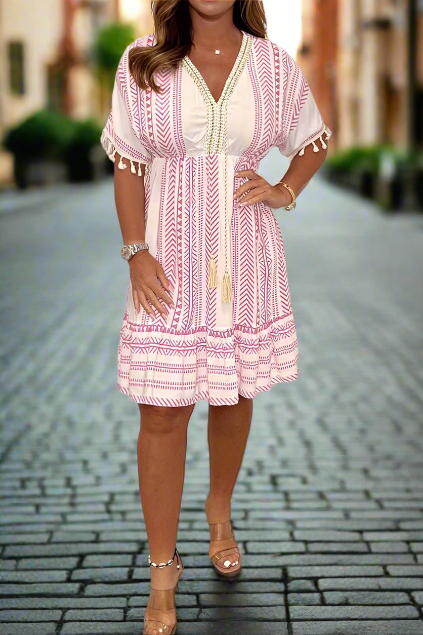 Sophie - Printed V-Neck Dress