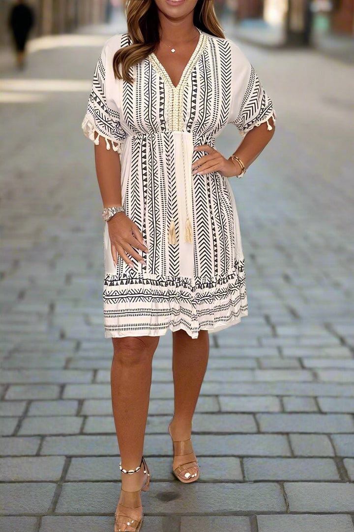 Sophie - Printed V-Neck Dress