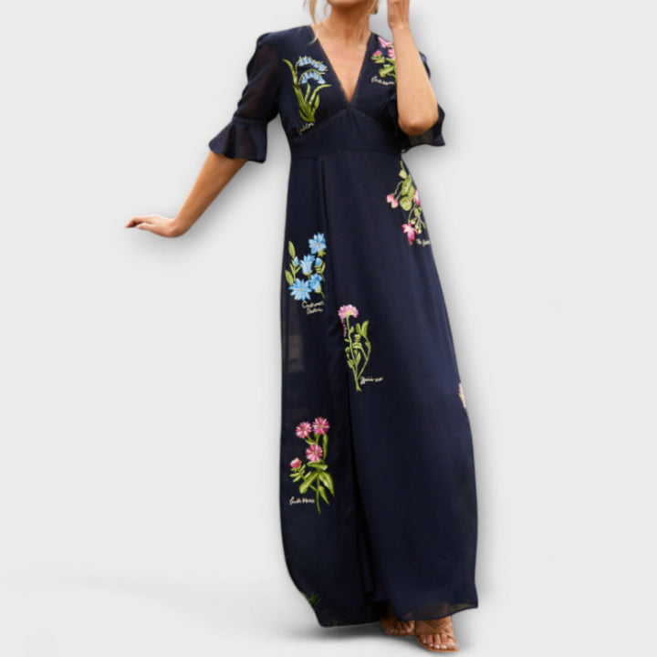Nora - Navy Floral Maxi Dress