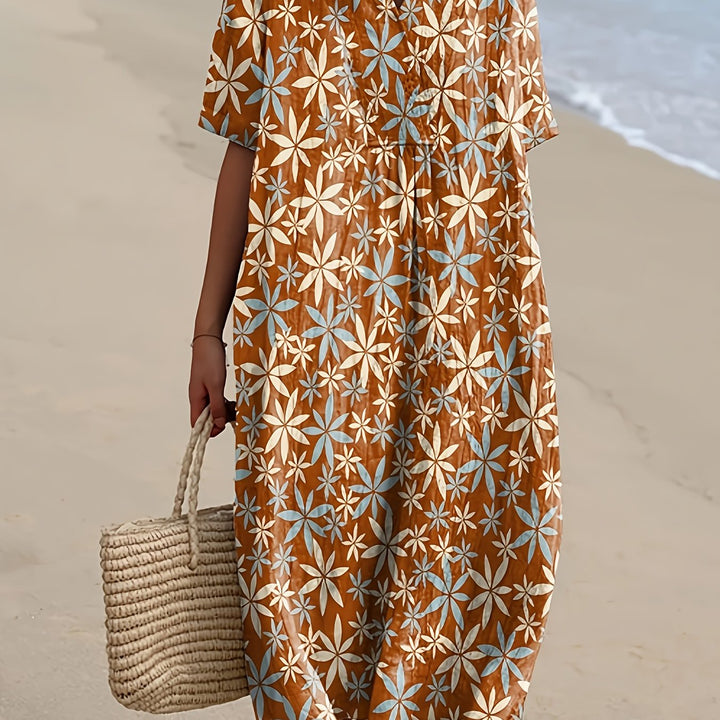 Lola - Rust Floral Midi Dress