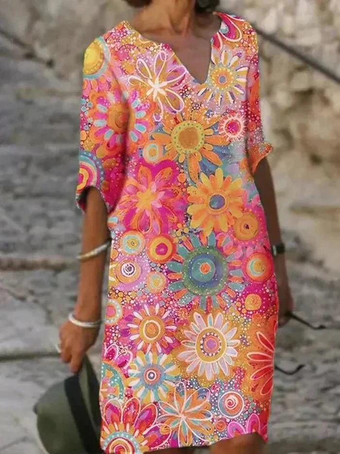 Nora - Vibrant Floral Midi Dress