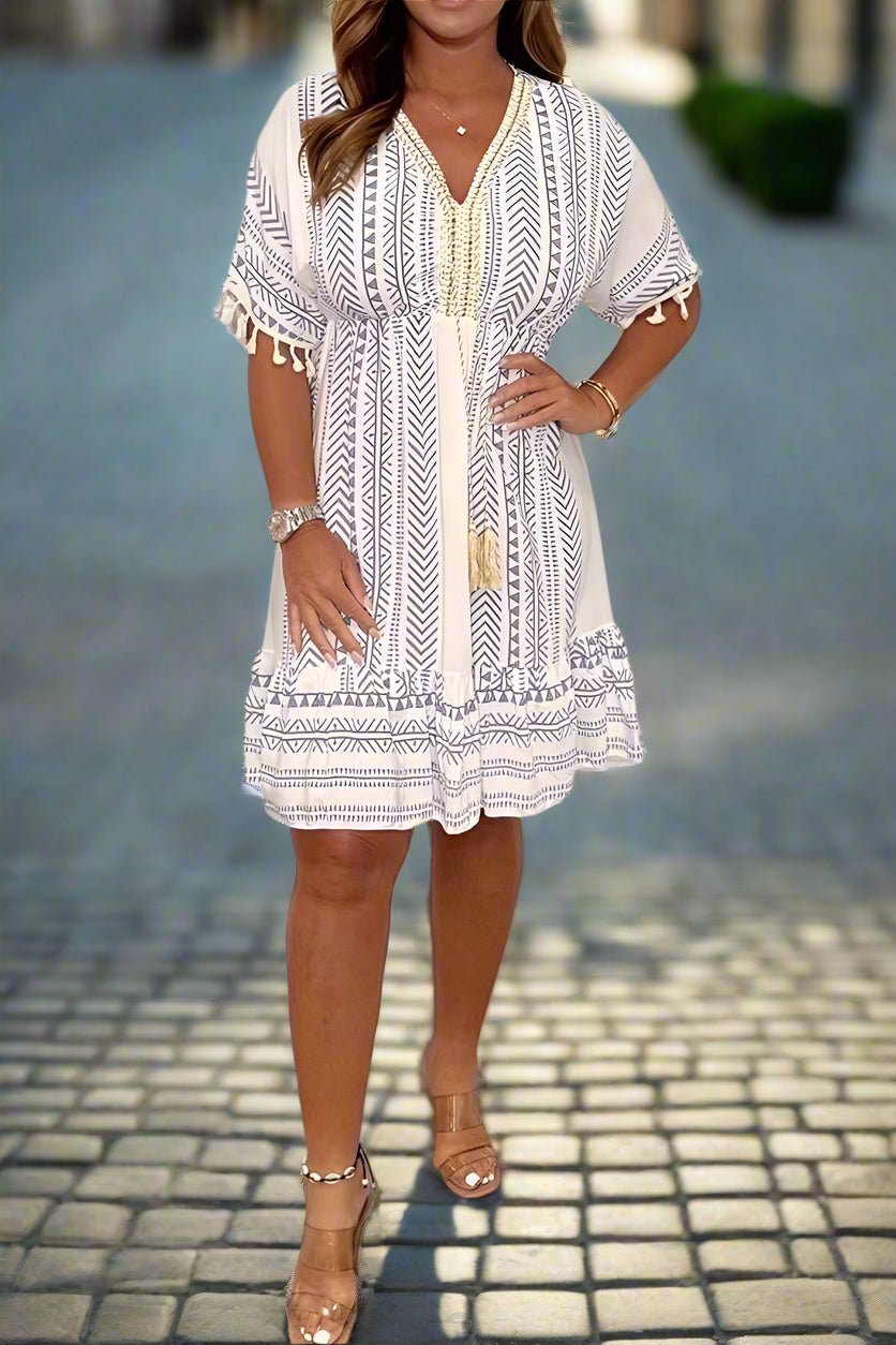 Sophie - Printed V-Neck Dress