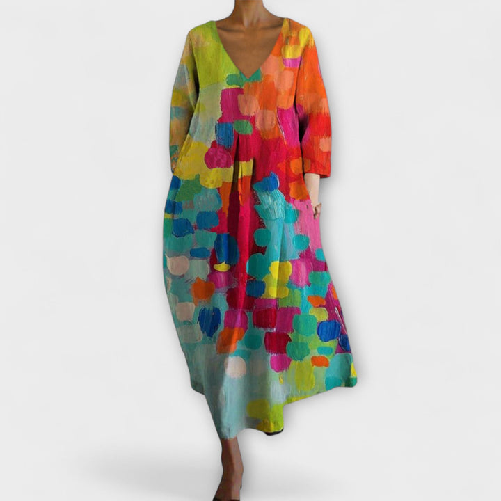 Fiona - Colorful V-Neck Maxi Dress
