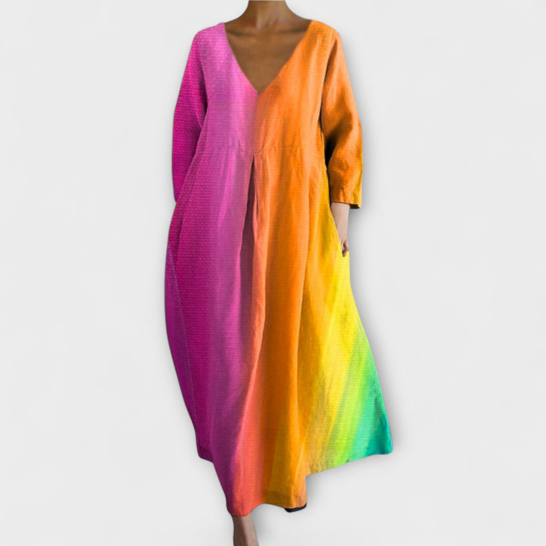 Fiona - Colorful V-Neck Maxi Dress