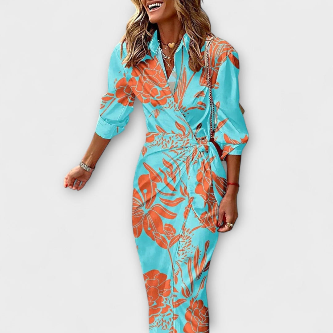 Nora - Striped Midi Shirt Dress
