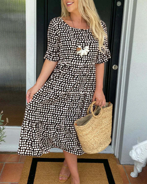 Grace - Sable Short-Sleeve Midi Dress