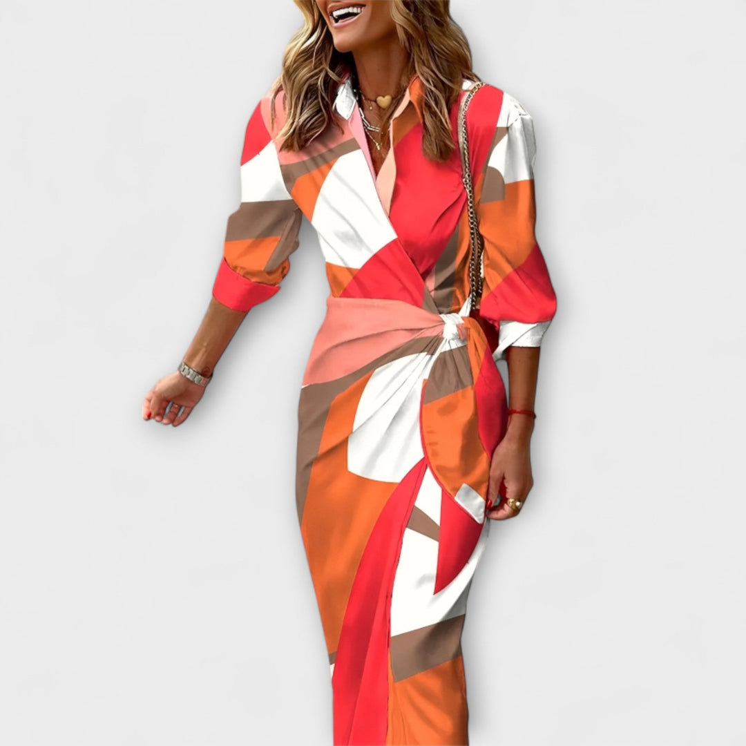 Nora - Striped Midi Shirt Dress