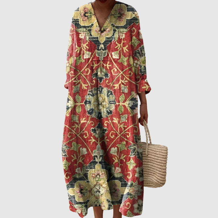 Isla - Bohemian Tapestry Long Sleeve Dress