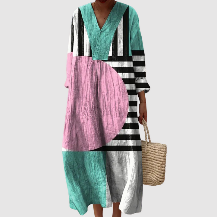 Quinn - Geo Pop Colorblock Maxi Dress