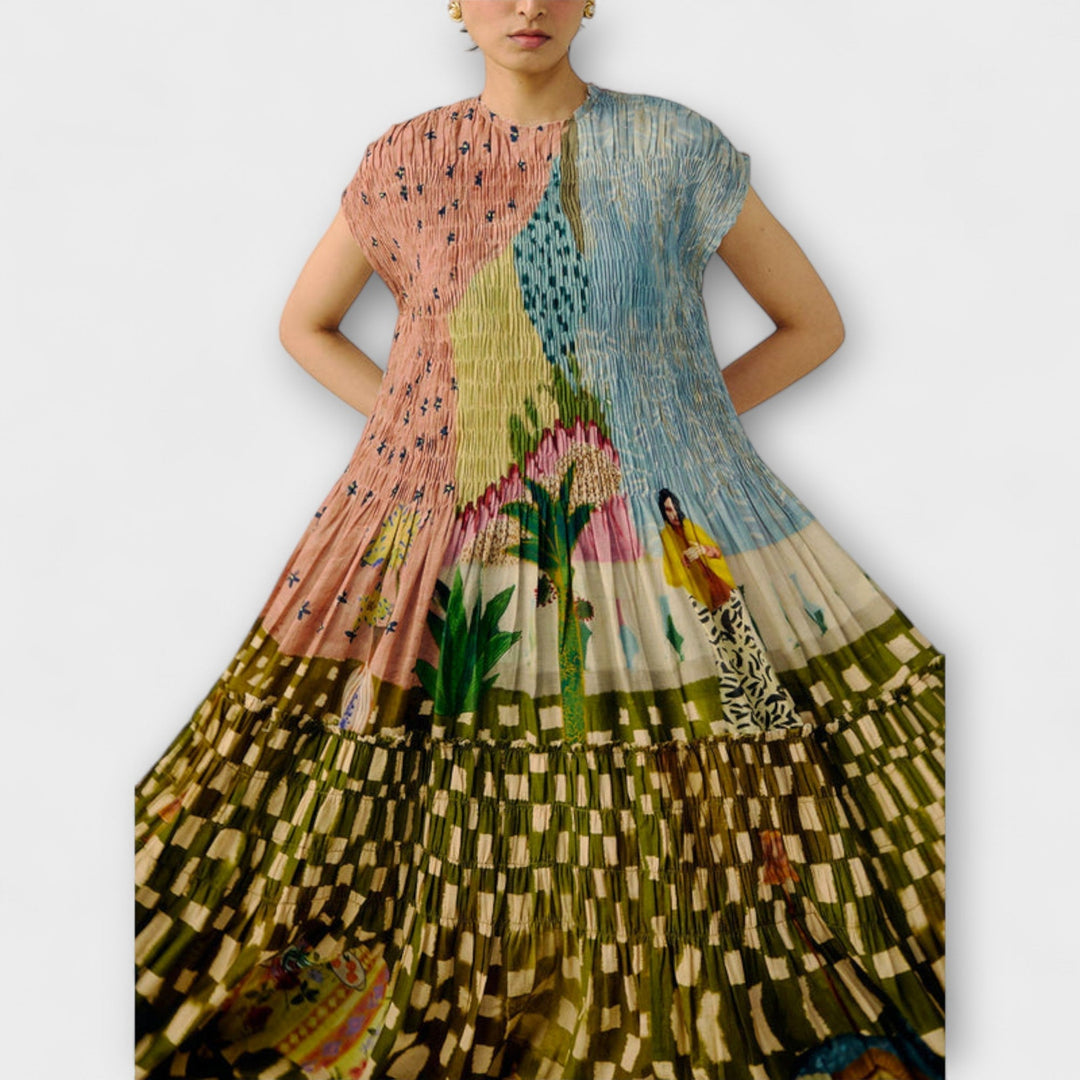 Sophie - Pleated Animal Print Dress