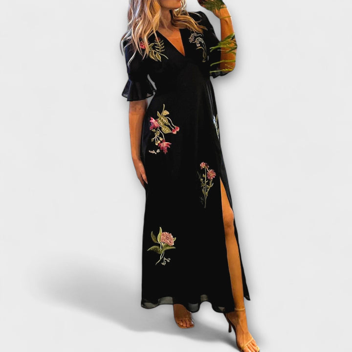 Nora - Navy Floral Maxi Dress