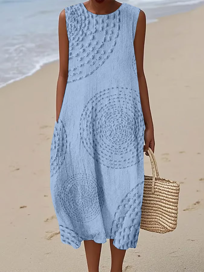 Sophia - Embroidered Sleeveless Midi Dress