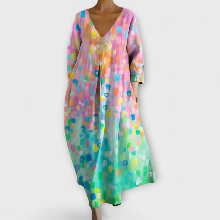 Fiona - Colorful V-Neck Maxi Dress