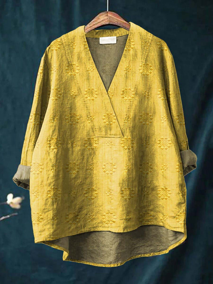 Isla - Textured V-Neck Blouse