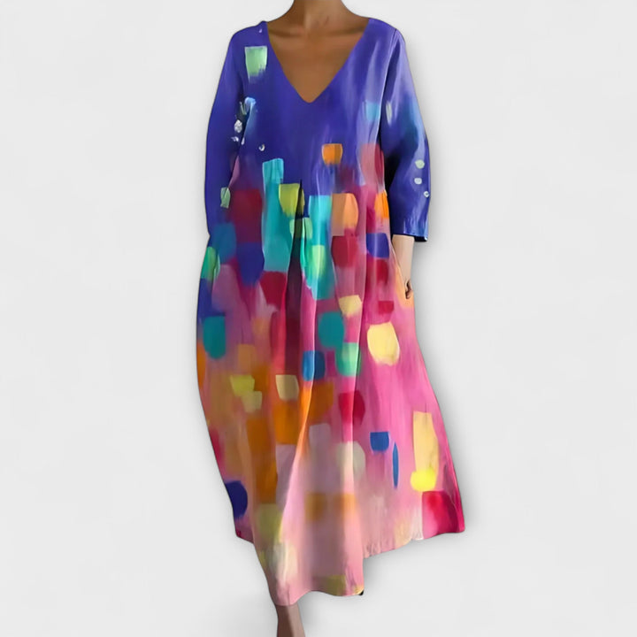 Fiona - Colorful V-Neck Maxi Dress