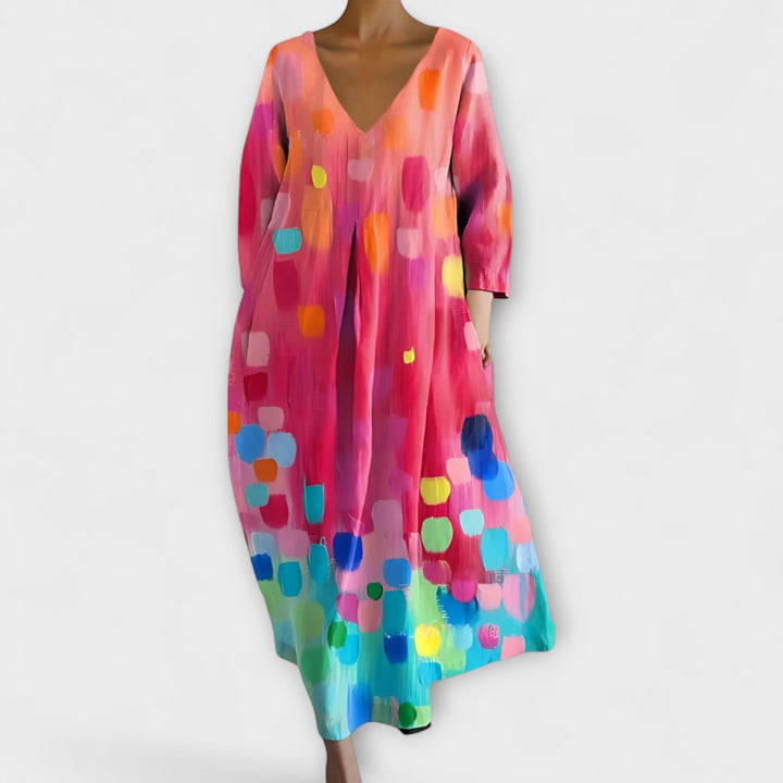 Fiona - Colorful V-Neck Maxi Dress